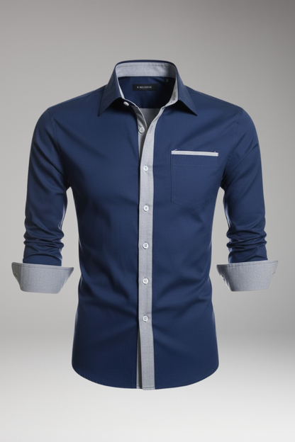Men's Dress Shirt Contrasting Collar Cuffs - Vonnera