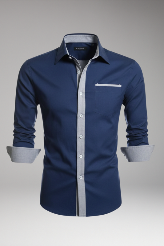 Men's Dress Shirt Contrasting Collar Cuffs - Vonnera