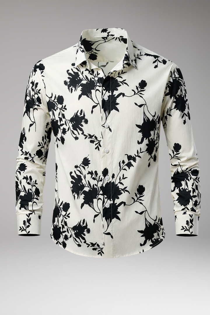 Men's Floral Print Button Front Shirt - Vonnera