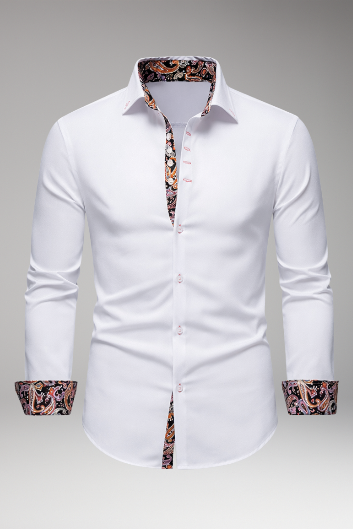 Men's Patterned Dress Shirt Button Cuffs - Vonnera