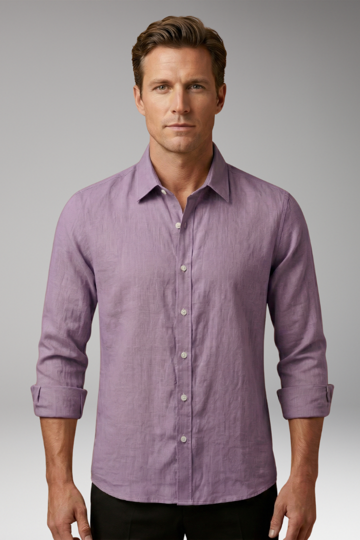 Men's Long Sleeve Dress Shirt Structured Collar
