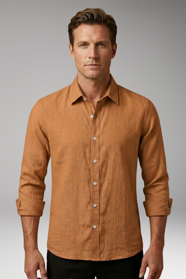 Men's Long Sleeve Dress Shirt Structured Collar