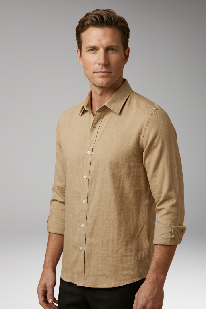 Men's Long Sleeve Dress Shirt Structured Collar