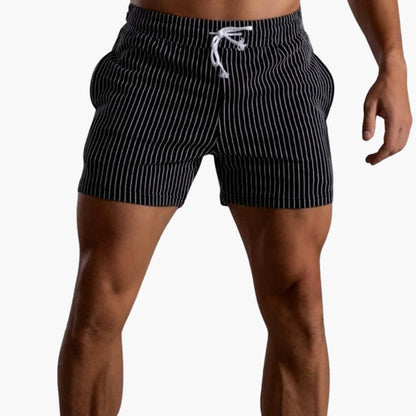 Men's Striped Shorts Drawstring Side Pockets