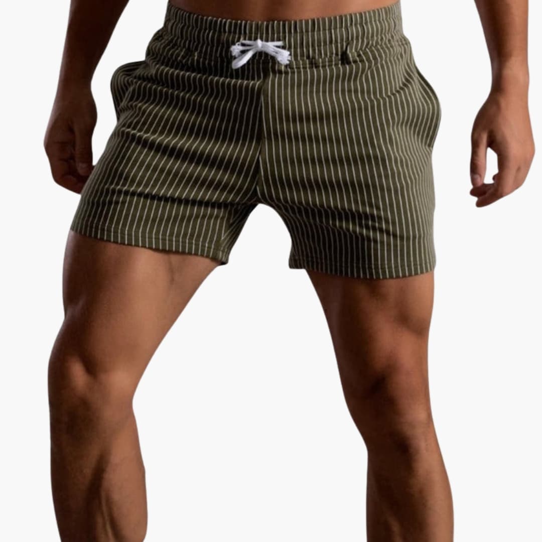 Men's Striped Shorts Drawstring Side Pockets - Vonnera