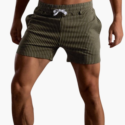 Men's Striped Shorts Drawstring Side Pockets - Vonnera