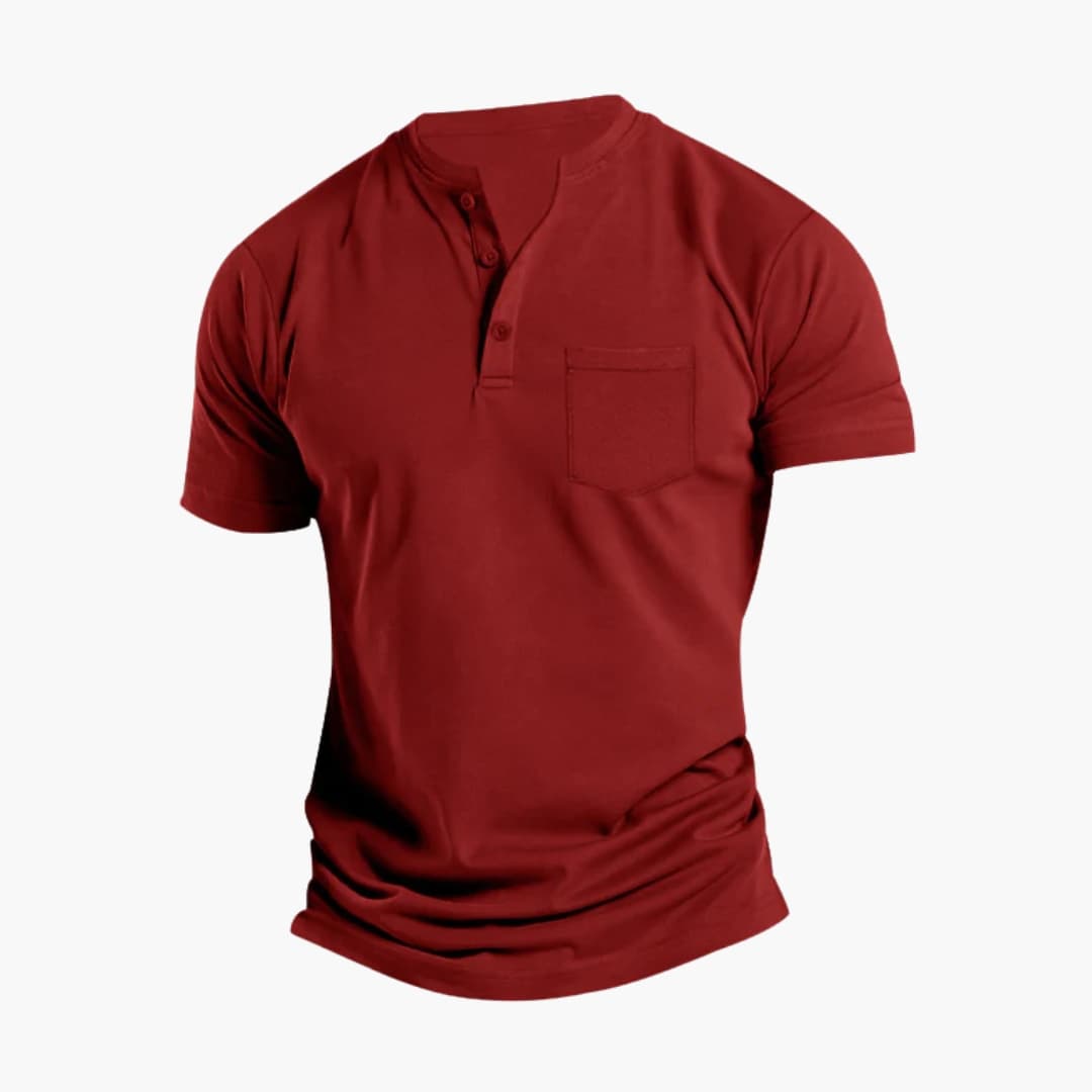 Men's Short Sleeve Henley Shirt Chest Pocket - Vonnera