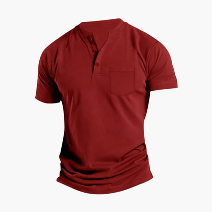 Men's Short Sleeve Henley Shirt Chest Pocket - Vonnera