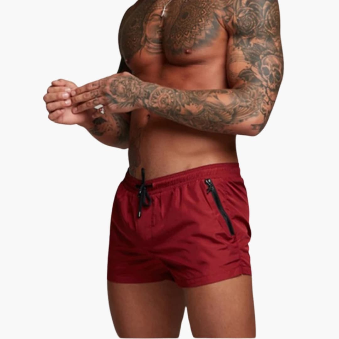 Men's Elastic Waist Shorts Zippered Pockets - Vonnera