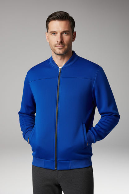 Men's Bomber Jacket Polyester Front Zip Pockets Black