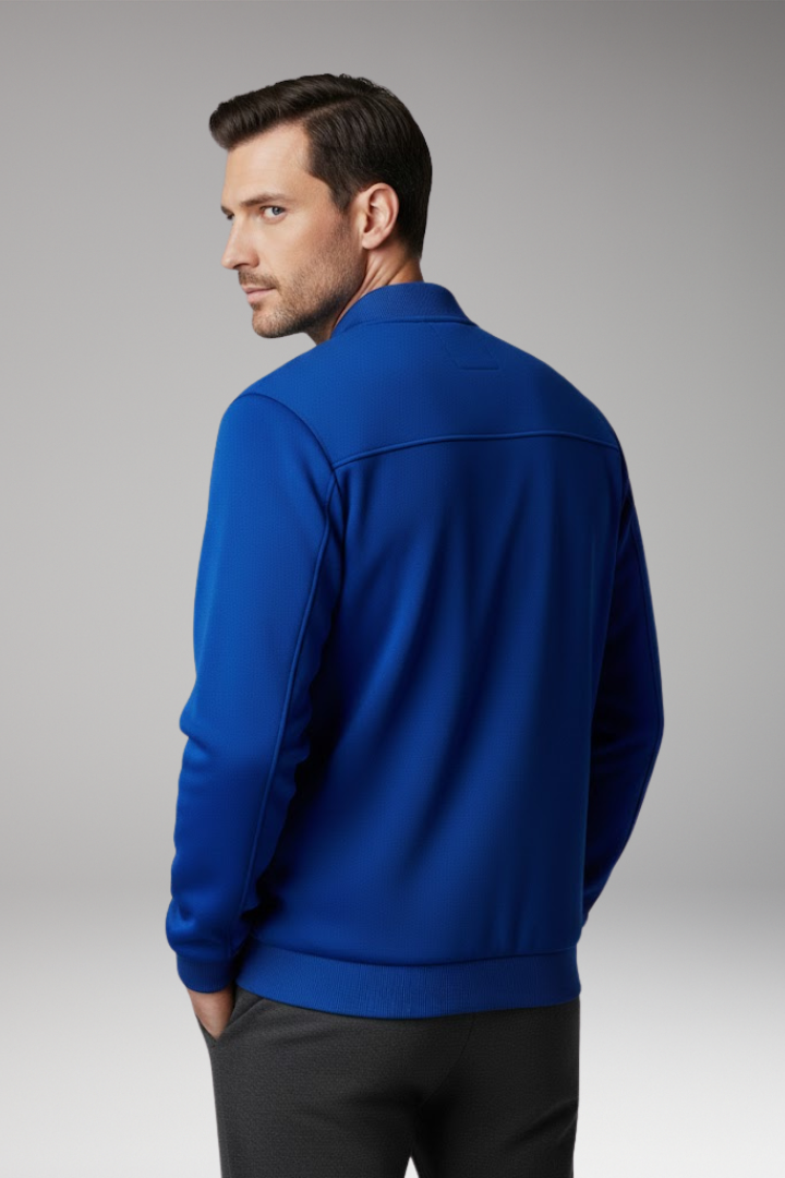 Men's Bomber Jacket Polyester Front Zip Pockets Black