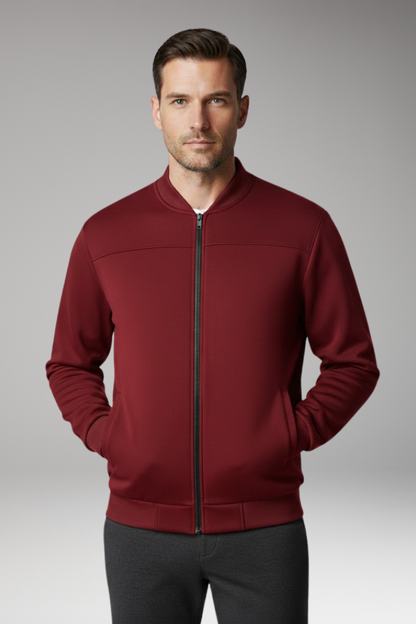 Men's Bomber Jacket Polyester Front Zip Pockets Black