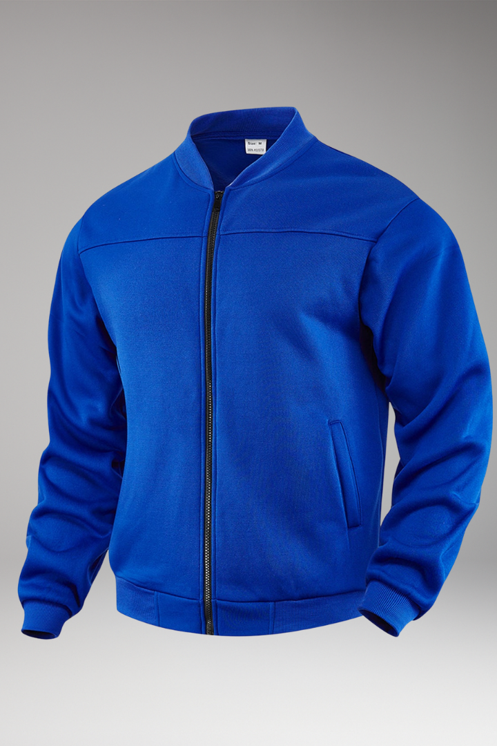 Men's Bomber Jacket Polyester Front Zip Pockets Black - Vonnera