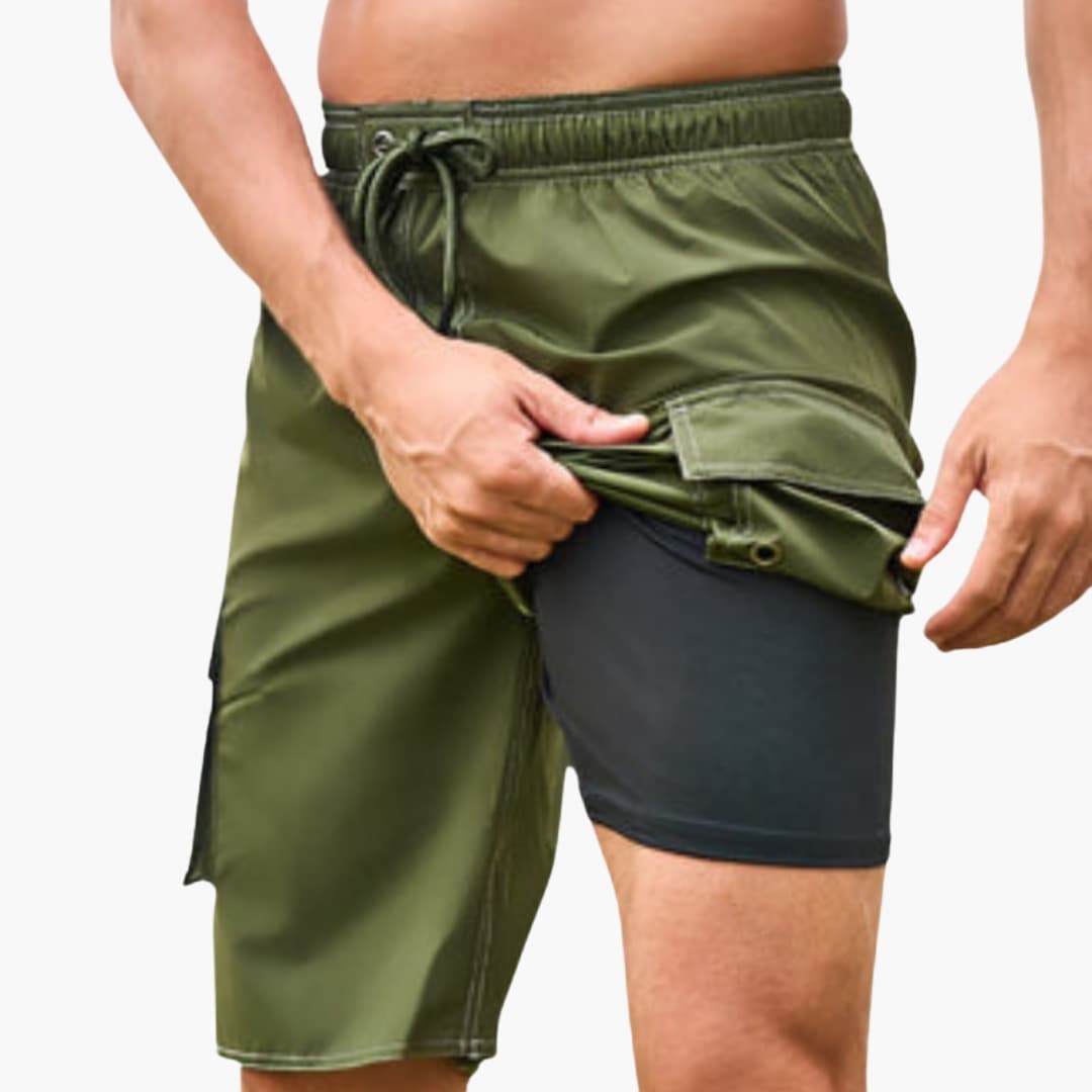 Men's Swim Shorts Stretch Fabric Inner Lining Cargo Pocket - Vonnera