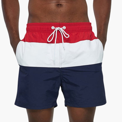 Men's Striped Swim Trunks Drawstring Waist