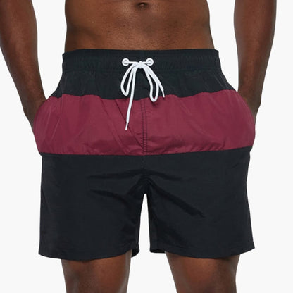 Men's Striped Swim Trunks Drawstring Waist