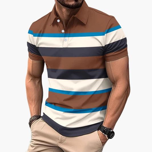 Men's Striped Polo Shirt V-Neck Cotton - Vonnera