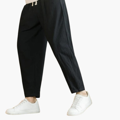 Men's Loose Fit Pants Cotton Piped Pockets Beige