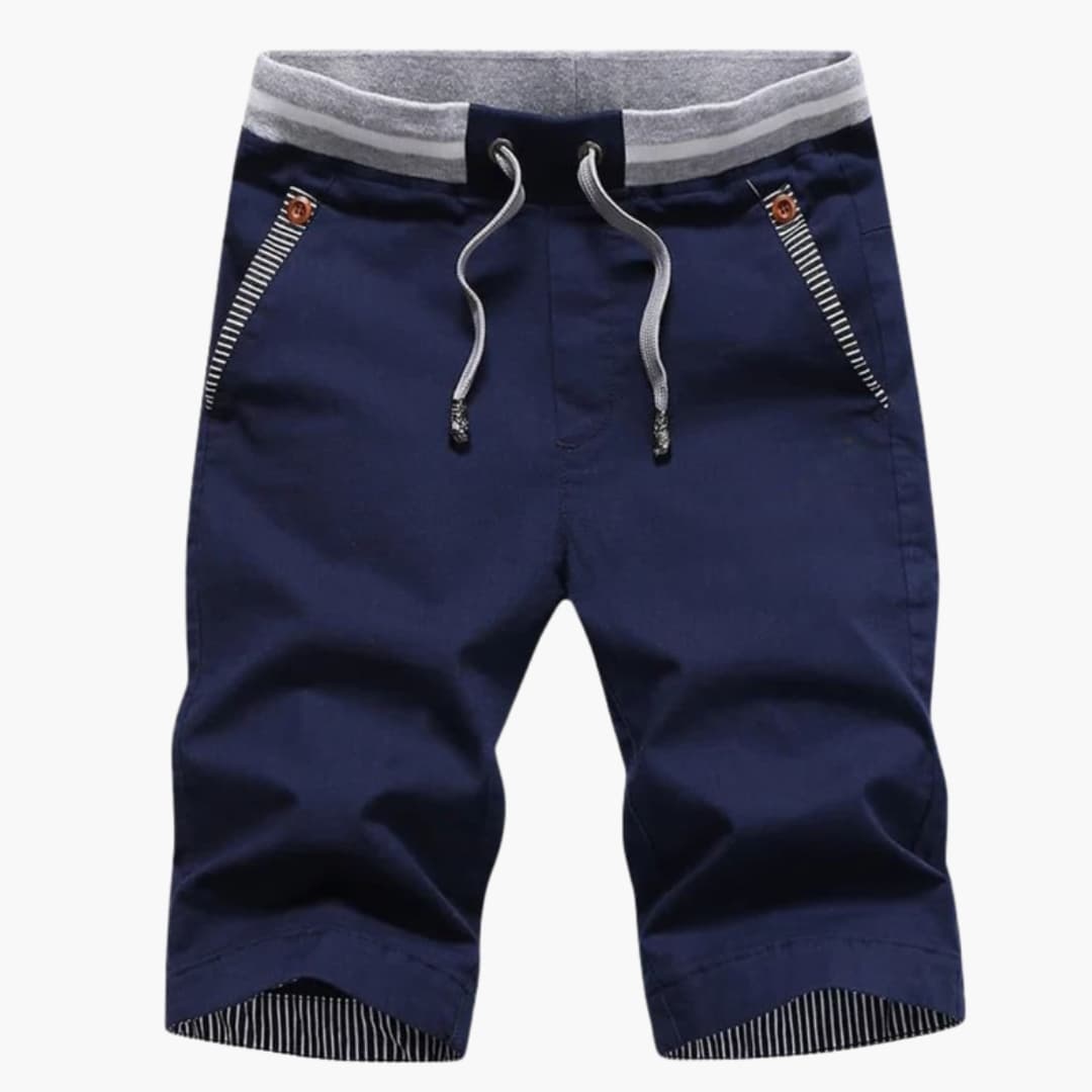 Men's Elastic Waist Shorts Turn-Up Hem