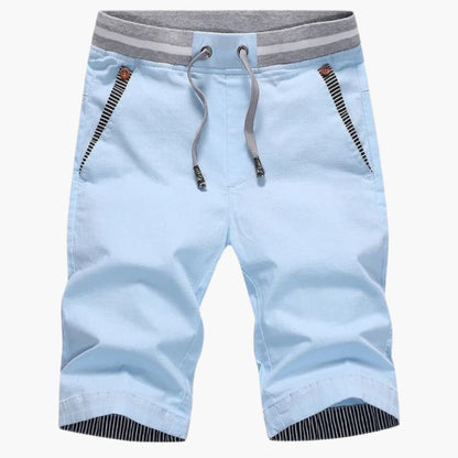 Men's Elastic Waist Shorts Turn-Up Hem