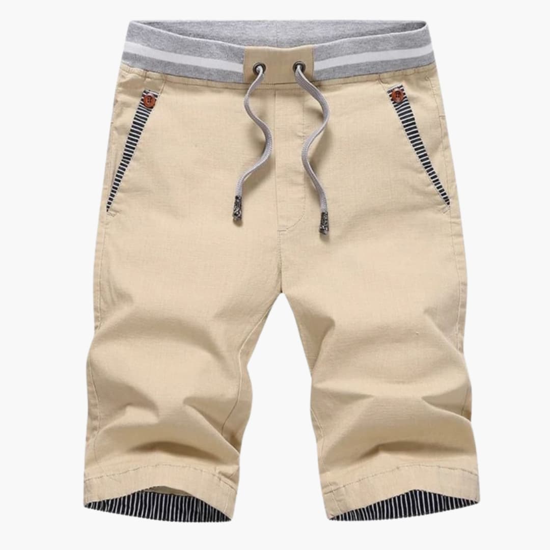 Men's Elastic Waist Shorts Turn-Up Hem