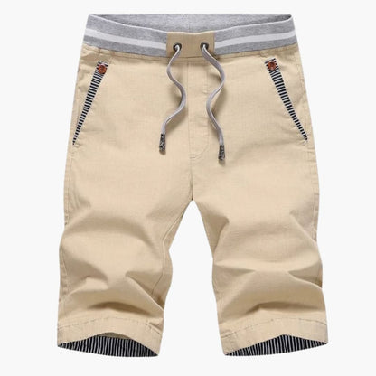 Men's Elastic Waist Shorts Turn-Up Hem