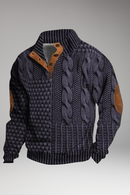 Men's Crew Neck Sweater Elbow Patches - Vonnera