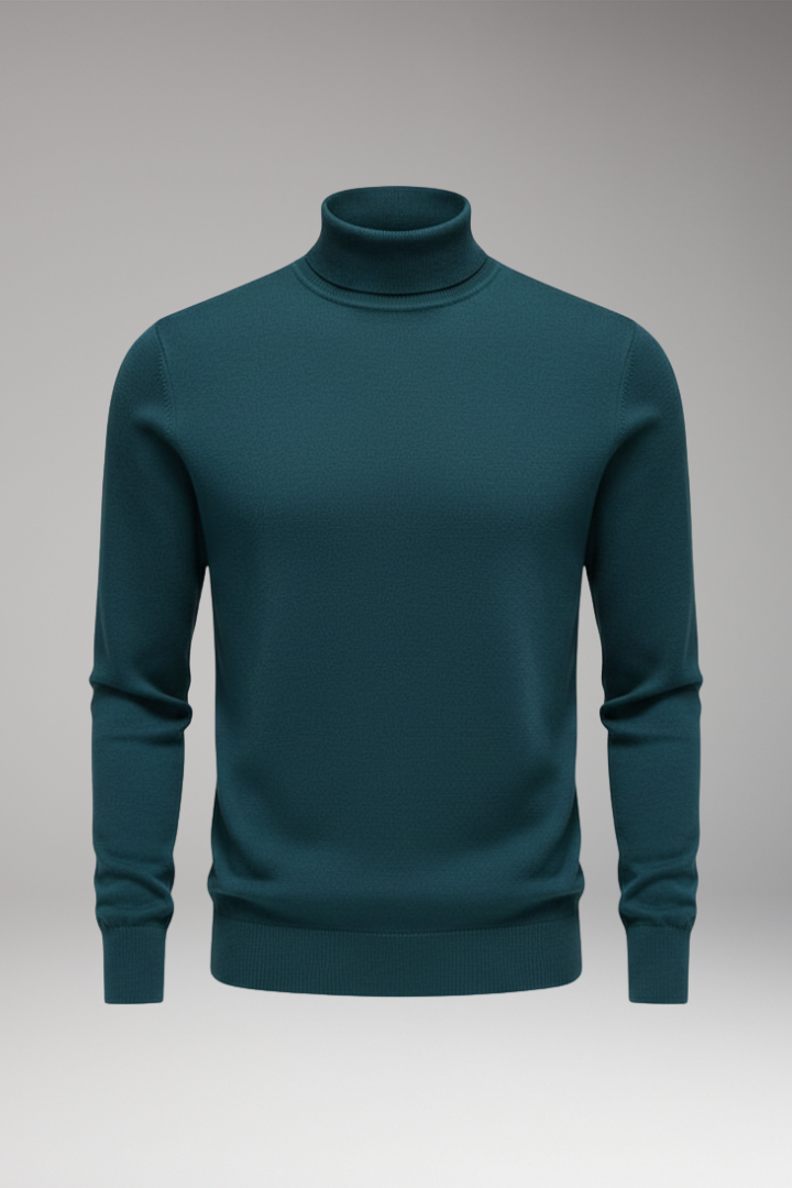Men's High Neck Sweater Ribbed Trim - Vonnera