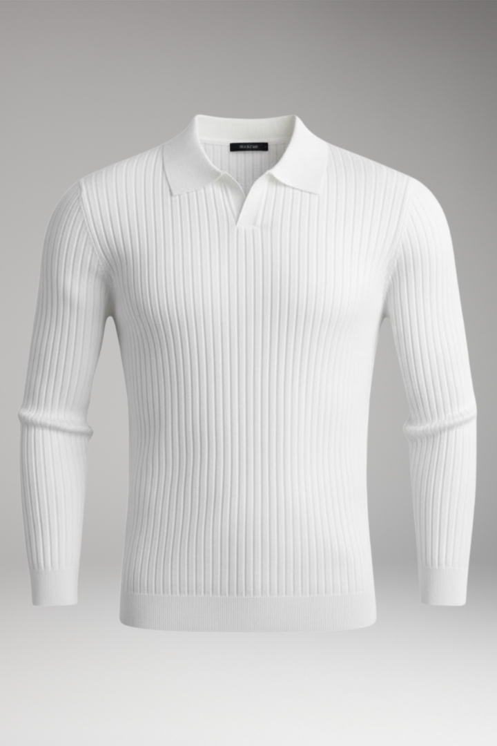 Men's Polo Sweater Ribbed Texture - Vonnera