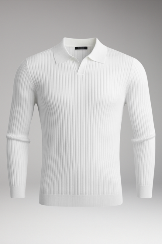 Men's Polo Sweater Ribbed Texture - Vonnera