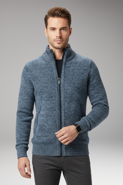 Men's Zip Sweater Stand-Up Collar