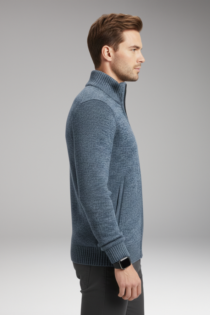 Men's Zip Sweater Stand-Up Collar