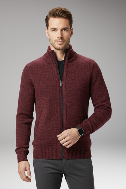 Men's Zip Sweater Stand-Up Collar