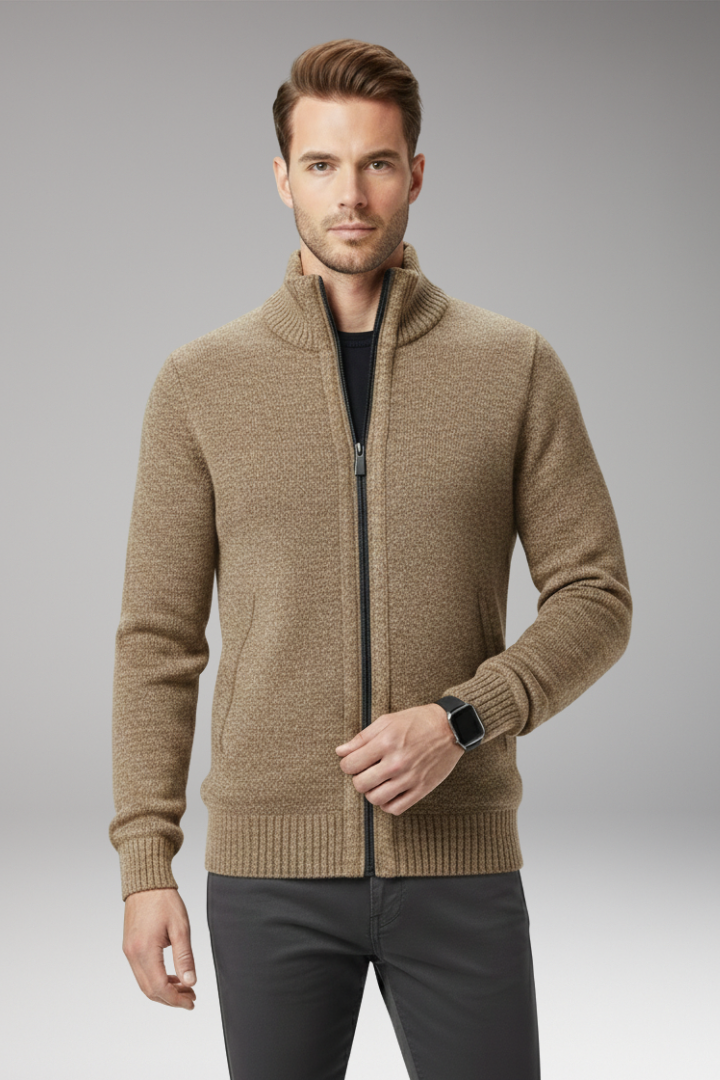 Men's Zip Sweater Stand-Up Collar