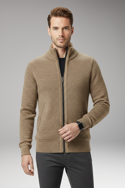 Men's Zip Sweater Stand-Up Collar