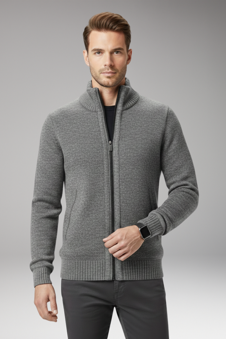 Men's Zip Sweater Stand-Up Collar
