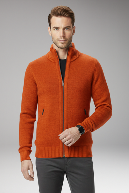 Men's Zip Sweater Stand-Up Collar