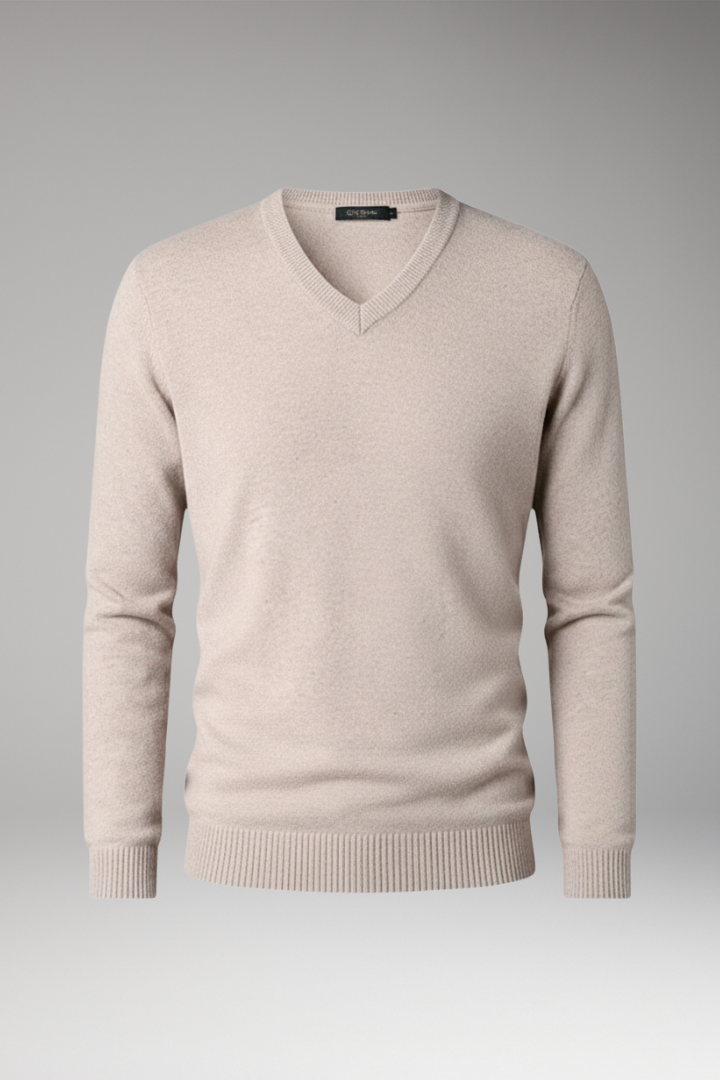 Men's V-Neck Sweater Ribbed Trim - Vonnera