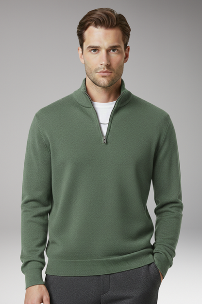 Men's Zip Neck Sweater Textured