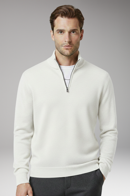 Men's Zip Neck Sweater Textured