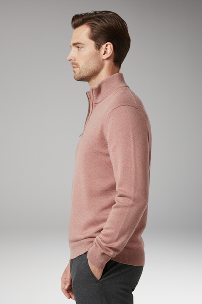 Men's Zip Neck Sweater Textured