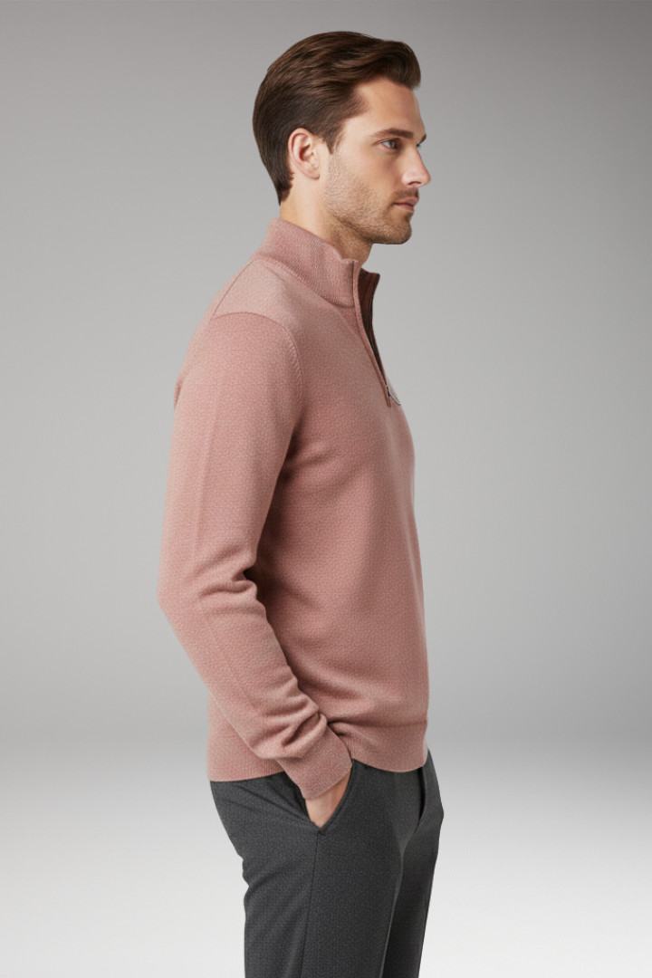Men's Zip Neck Sweater Textured