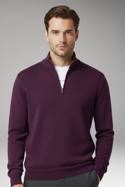 Men's Zip Neck Sweater Textured