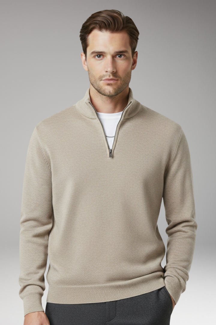 Men's Zip Neck Sweater Textured