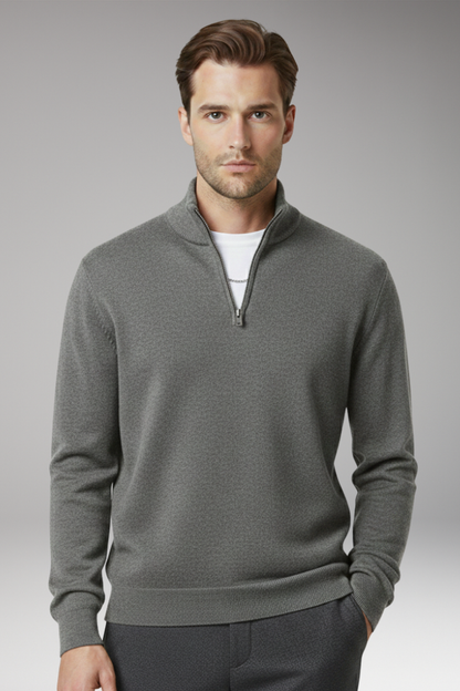 Men's Zip Neck Sweater Textured