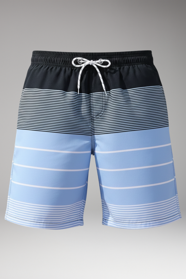 Men's Striped Swim Shorts Drawstring Waist - Vonnera