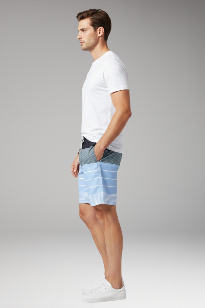 Men's Striped Swim Shorts Drawstring Waist