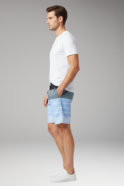 Men's Striped Swim Shorts Drawstring Waist