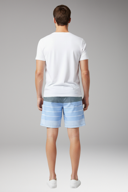 Men's Striped Swim Shorts Drawstring Waist