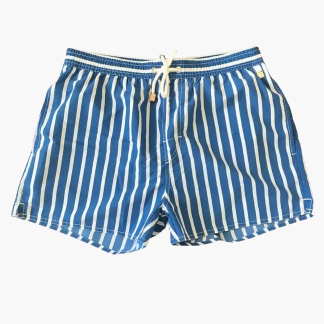 Men's Striped Swim Shorts Adjustable Drawstring